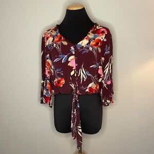 Burgundy Floral Crop Top